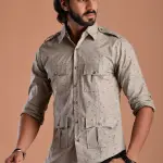 Men's Green Tint Hunting Shirt | Printed Cotton Outdoor Wear | Comfort & Style